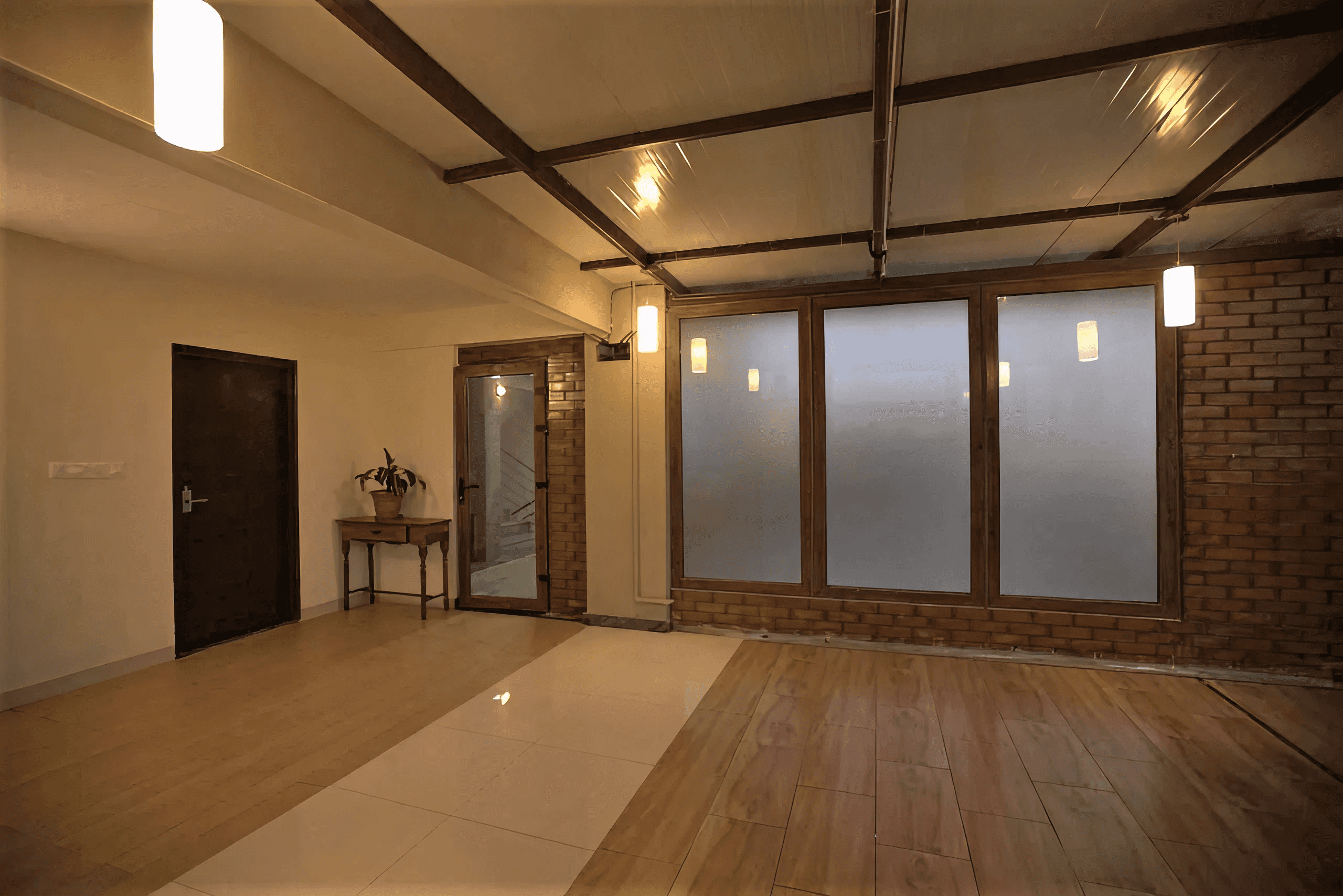 Luxurious hotel bedroom with king bed and workspace